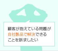 顧客が抱えている問題が自社製品で解決できることを訴求したい